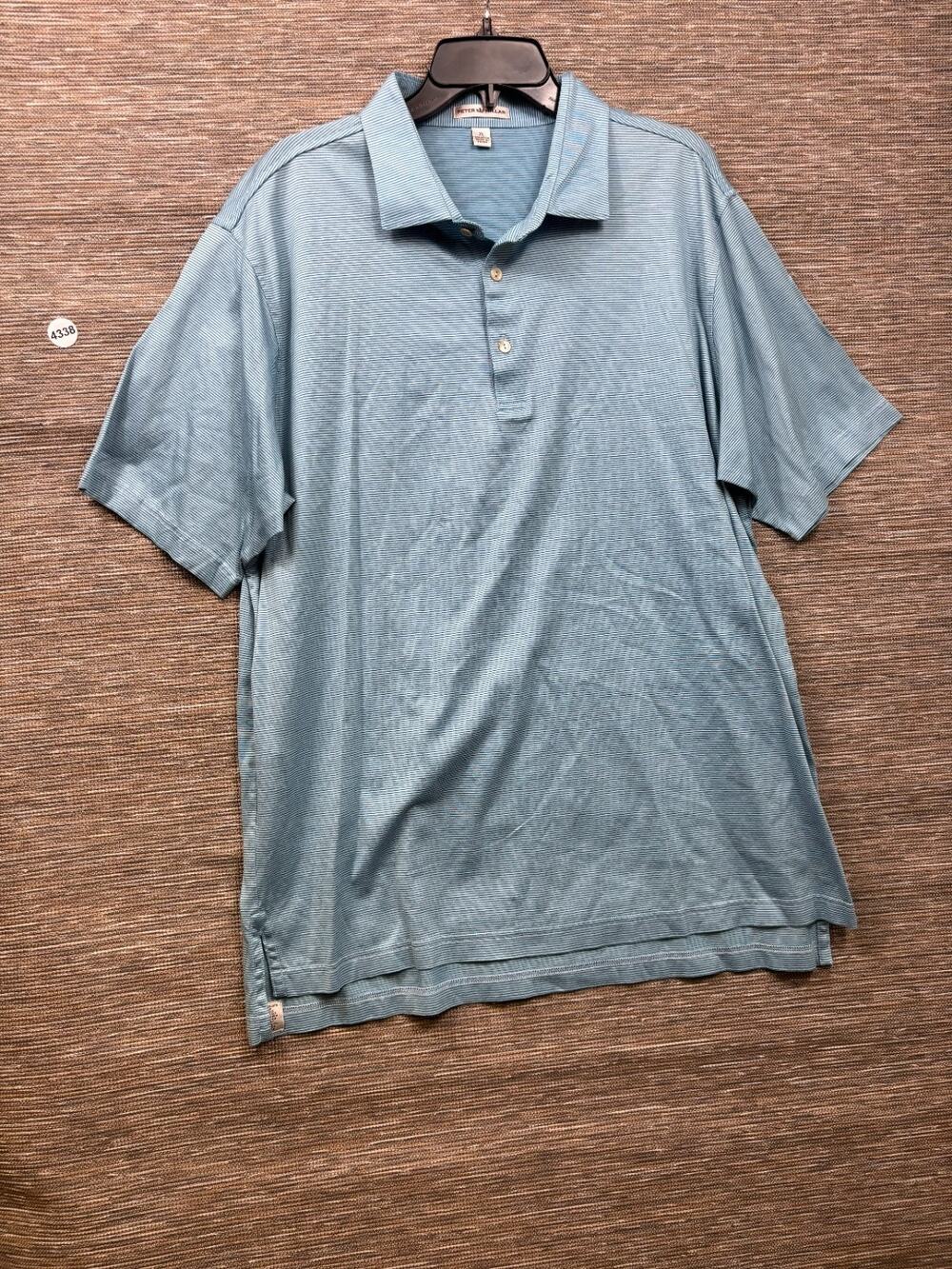 Peter Millar Golf Polo Shirt Mens Size XL Blue Striped Short Sleeve